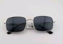 Aerie Sunglasses Square Silver Metal Rim Black Lenses (31) - $9.74