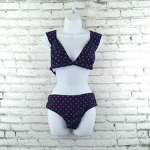 Coeur De Vague Swimsuit Womens XL Purple Polka Dot Bikini Swimsuit Ruffles - £19.51 GBP