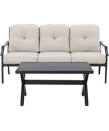 Lokatse Home Outdoor Patio Cushioned Loveseat 3 Seats Sofa Bench With, B... - $597.99