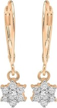 2 Ct Cut Round CZ Diamond Flower Drop Dangle Earrings 14K Yellow Gold Plated - £67.16 GBP