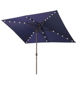 Navy Blue Patio Umbrella: 10ft Waterproof w/Solar Lights - $182.49 CAD