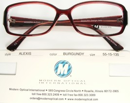 NEW MODERN OPTICAL ALEXIS BURGUNDY EYEGLASSES GLASSES PLASTIC FRAME 55-1... - €12,81 EUR