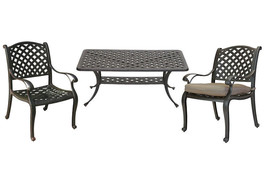 3 piece patio bistro set Nassau outdoor coffee table and chairs Desert Bronze - £751.76 GBP