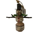 Katherine&#39;s Collection   Christmas OrnamentBirch Carved Resin Snowman Gr... - $8.73