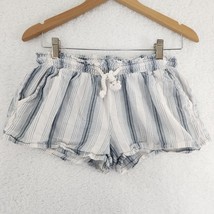 Olive And Grey Striped WOMEN&#39;S Shorts Blue White Rope Belt Large - £8.57 GBP