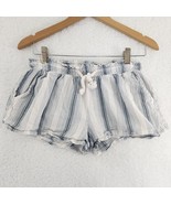 Olive And Grey Striped WOMEN&#39;S Shorts Blue White Rope Belt Large - £8.56 GBP