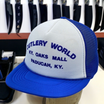 Vtg Cutlery World KY Oaks Mall Paducah Cap Snapback Trucker Blue Hat - £10.35 GBP
