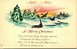 A Merry Christmas Poem Sparrows Winter Cabin Scene Postcard  - £3.10 GBP