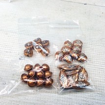 Vintage Copper &amp; Silver Beads Bead LOT 34pc Oval Round Bali Puffed Steampunk NEW - £16.93 GBP