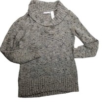 Liz Claiborne Womens L Pullover Sweater Cowel Neck Long Sleeve Button V Neck - $18.99