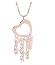 Custom Three Name Heart Necklace: Sterling Silver, 24K Gold, Rose Gold - £111.28 GBP