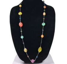 PREMIER DESIGN Necklace Multi-color Glass &amp; Acrylic Confetti Beads 38&quot; - £14.15 GBP