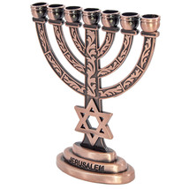 Jüdische Selige Menora 7 Zweige mit Davidstern Ornament Jerusalem Geschenk - $16.53