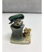 Vintage Norcross Fine Porcelain Bisque Cat And Dog Trash Can Figurine KG - $20.37 CAD