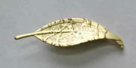 Elegant Mid Century Modern Textured Gold-tone Leaf Brooch 1960s 2 1/2&quot; - $12.30