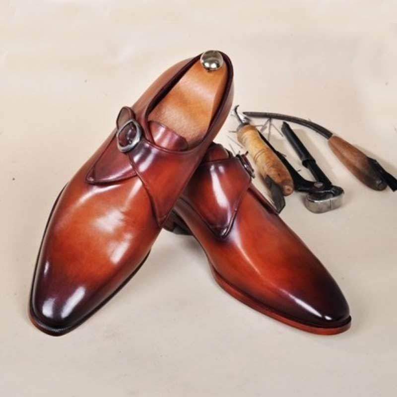 New Handmade Men’s Brown comfy strap shoes, Pure Leather Handmade Men’s shoes 2