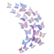 Iridescent Purple Erfly Decorations Stickers 3D Erfies Wall Art Remova - £16.05 GBP