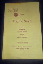 VTG 1963 Curtain Callers King Of Hearts The Playhouse Playill - £14.38 GBP