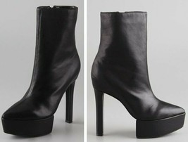 Theyskens Theory Womens Black Leather Heels Platform Bootie Boots 8.5 9 39.5 - £102.30 GBP