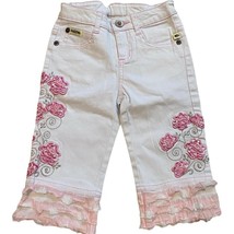 The English Roses White Capri Pants w/ Pink Flowers Sz 5 - $24.00