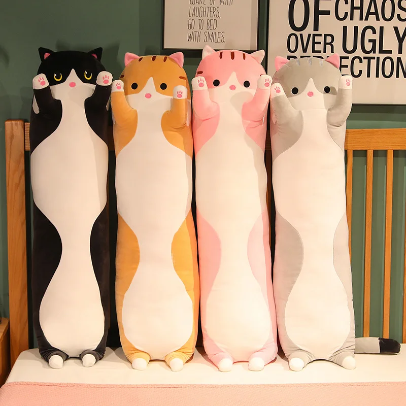  cute soft long cat pillow plush toys stuffed pause office nap pillow bed sleep pillow thumb200