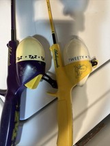 Vintage Lot Of 2 Tweety And TAZ Kids Spincast Fishing Rods 30&quot; Shakespeare - £25.84 GBP