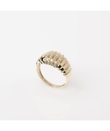 14K Gold Croissant Ring-CZ Croissant Ring-Thick Dome Ring-Ribbed Dome Ring - $780.83 CAD