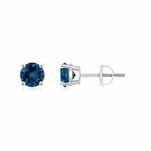 Angara Natural 5mm London Blue Topaz Earrings in 14K White Gold for Women - £240.50 GBP