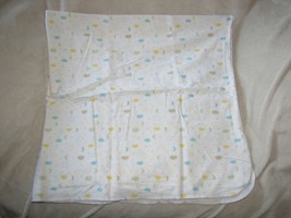 Circo White cotton flannel baby swaddle blanket Blue Yellow Green Cloud Moon - £23.36 GBP