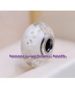 Sterling Silver Handmade Clear Effervescence Murano Glass Charm with Cle... - $6.60