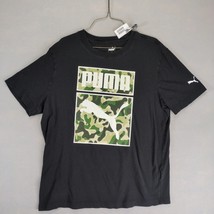 Puma One Shot Camo Logo Men&#39;s L Graphic T-Shirt Black Crew Short Sleeve ... - $20.00