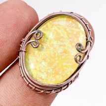 Yellow Australian Triplet Opal Ethnic Copper Wire Wrap Ring Jewelry 7.25&quot; SA 180 - £5.18 GBP