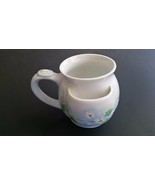 Blue W/WhiteFlowers Ceramic Cup/Mug Hand-Painted W/Teabag Holder Mary Cooke - £11.93 GBP