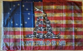 American BETSY ROSS GADSDEN DONT TREAD ON FLAG VINTAGE TEA STAINED USA 3... - £15.09 GBP