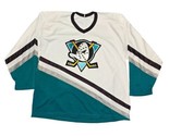 CCM Maska Anaheim Mighty Ducks NHL Hockey Jersey Mens XL White Teal Vintage - £74.27 GBP