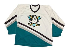 CCM Maska Anaheim Mighty Ducks NHL Hockey Jersey Mens XL White Teal Vintage - £75.66 GBP
