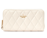 New Kate Carey Large Continental Wallet Quilted Leather Parchment - £67.89 GBP