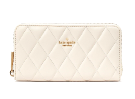 New Kate Carey Large Continental Wallet Quilted Leather Parchment - £67.21 GBP