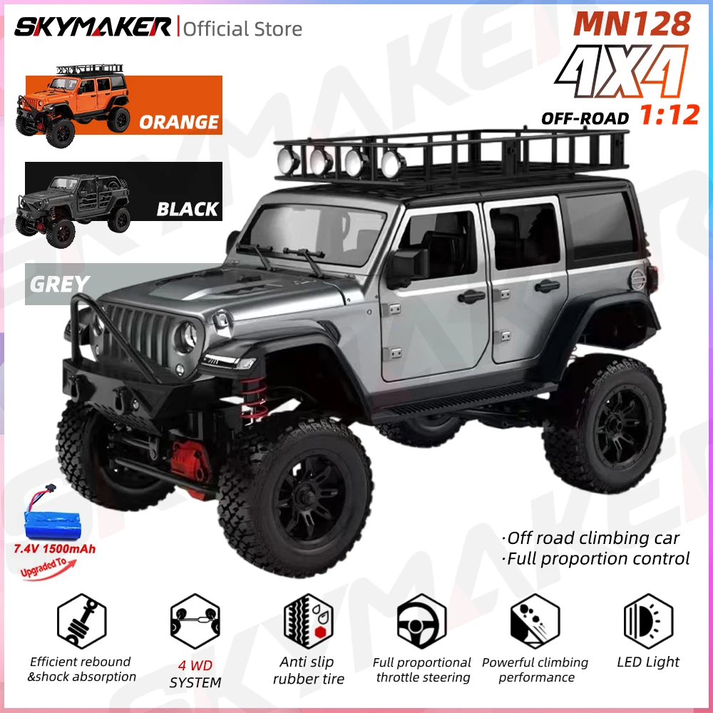 MN128 1/12 RC Car 4WD Jeep Model 2.4G Remote Control LED Light 4X4 Off Road 4WD - £167.62 GBP+