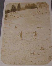 c1915 ANTIQUE MEN SKIING SEPIA TONED CABINET PHOTO DOWNHILL SKI - £19.46 GBP
