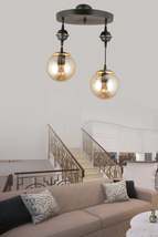 Pendant Lamp Tray Black 2-Piece Bal Glop Glass Downward Facing Luxury Chandelier - £48.75 GBP