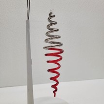 Spiral Holiday Christmas Hanging Ornament Vintage Unique Red Silver 7&quot; Glass - £35.53 GBP