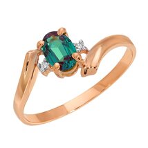 Galaxy Gold GG, 14K Solid Rose Gold, Lab Grown Alexandrite and Diamond Ring for  - $519.26