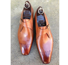 New Men&#39;s Handmade Shoes, Classic Oxfords Brown Leather Monk Strap Dress Shoes 2 - £115.09 GBP