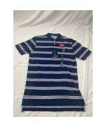 Chaps Mens The Everyday Polo Shirt Blue Striped Short Sleeve Pullover M New - £9.89 GBP