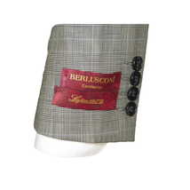 Men Suit BERLUSCONI Turkey Italian Wool 180's Glenn Plaid K167-06 Black White image 7