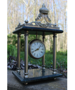 Marble and Cast  17&quot; Tall Mantel Clock India Quartz Movement VINTAGE NICE! - €85,79 EUR
