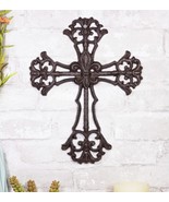 Cast Iron Rustic Southwest French Lily Fleur De Lis Scroll Art Wall Cros... - $26.99