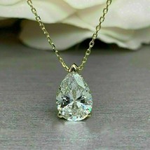 2Ct Pear Cut Simulated Diamond Solitaire Pendant Necklace 14k Gold Plated Silver - £76.22 GBP