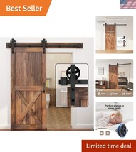 Elegant 6FT Barn Door Sliding Track Kit - Carbon Steel, Max 230LB Capacity - $79.49